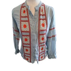 Maison Hotel Embroidered oversized button down shirt XS
